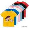 Four Seasons Kids T-shirt Disney 2 Little Fox and Little Girl Print Cute casual short sleeve Tops 100% cotton crewneck T-shirt 4