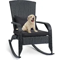 Outdoor Rocking Chair- Outdoor Glider Rattan Rocker Chair with Heavy Duty Steel Frame- All Weather Outdoor Rocker Chair for Gard 1