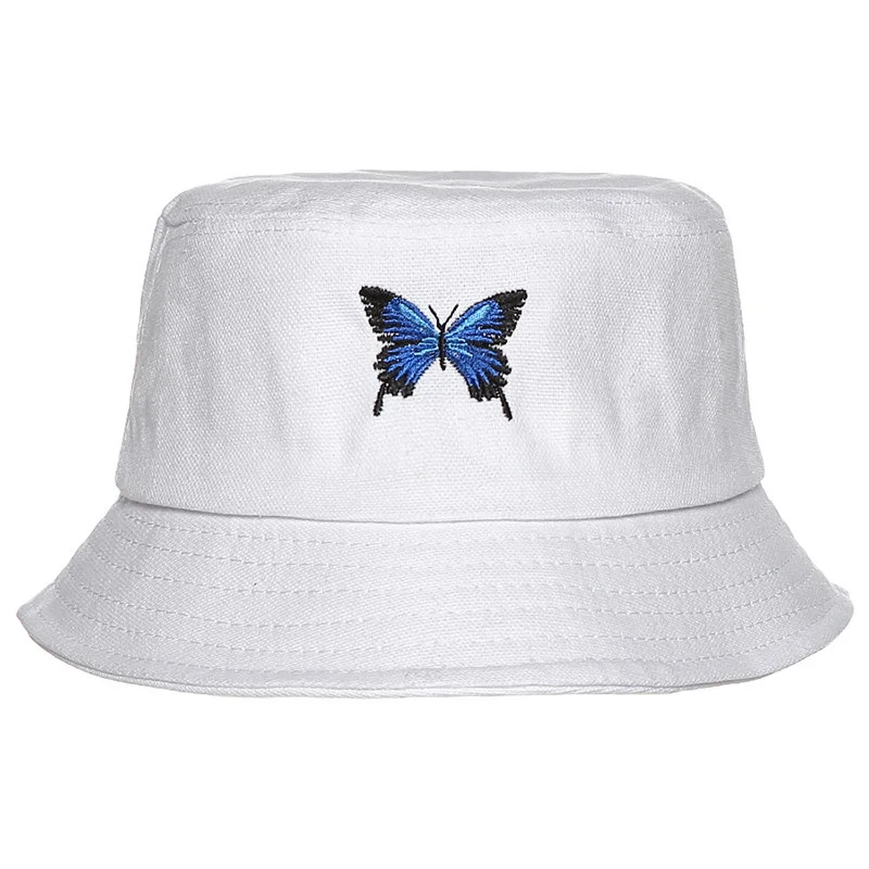 Women Summer Butterfly embroidered fisherman hat Bucket Hats White Sun Hats orange bucket hat