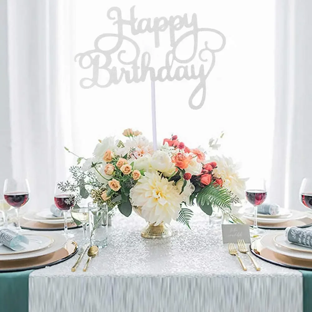 

50Pcs Happy Birthday Cake Toppers Glitter Cardstock Baby Shower Kids Party Favors Decorations Cake Decoration Supplies