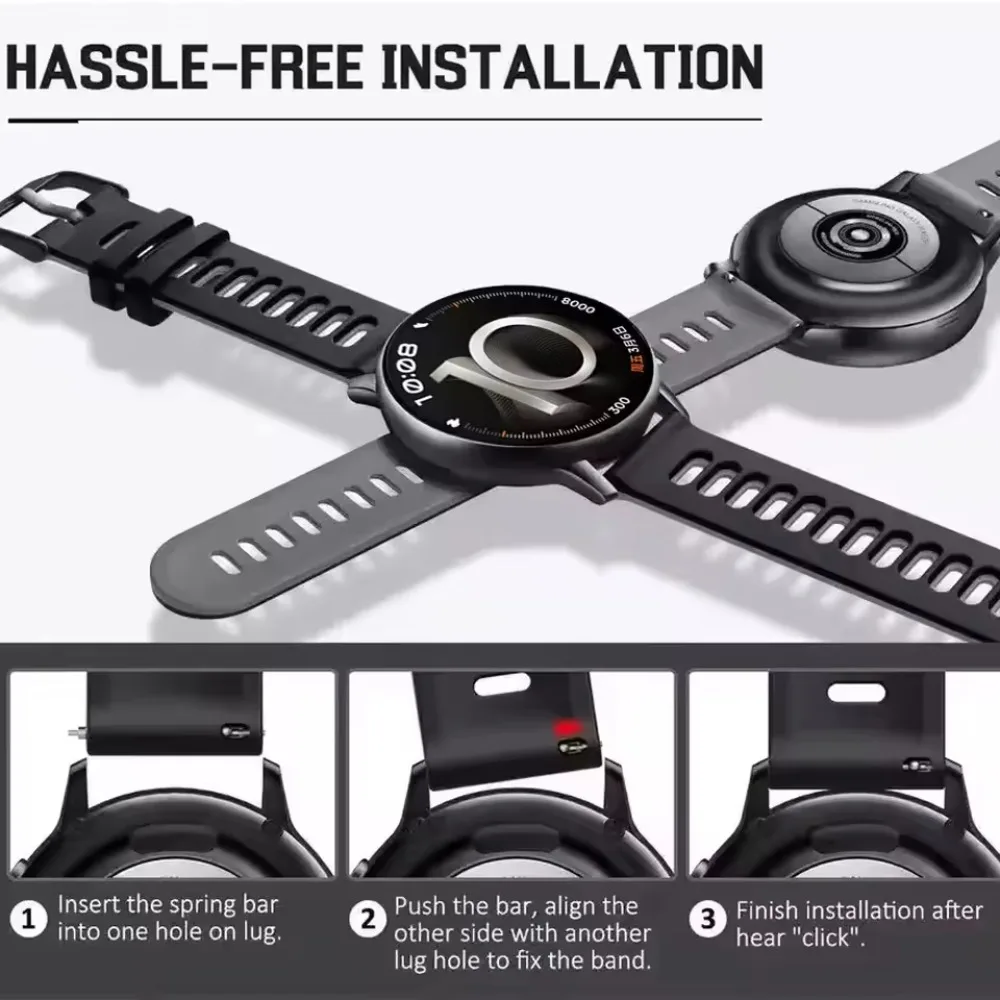 Premium Silicone Strap for Smartwatches - Adjustable 22mm/20mm Wristband in Sleek Design