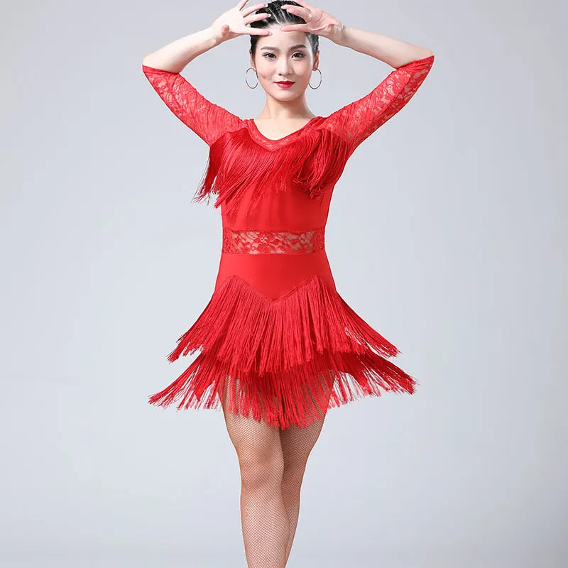 

5Colors Shiny Explosion Latin Dance Costume Women Fringe Dress Latin Competition Costumes Stage Wear Latin Dancewear Salsa Dress