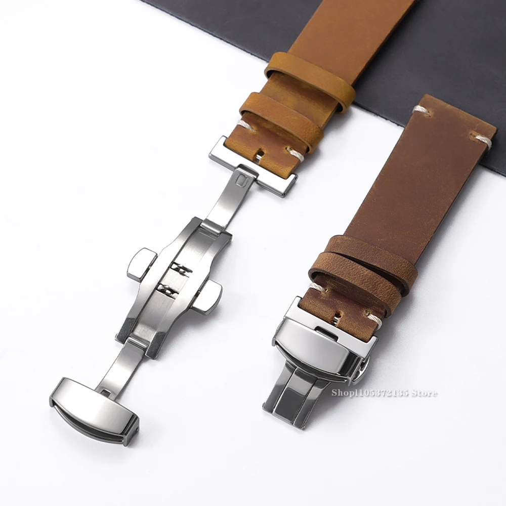 Premium Cowhide Leather Watch Strap - Universal Smartwatch Wristband