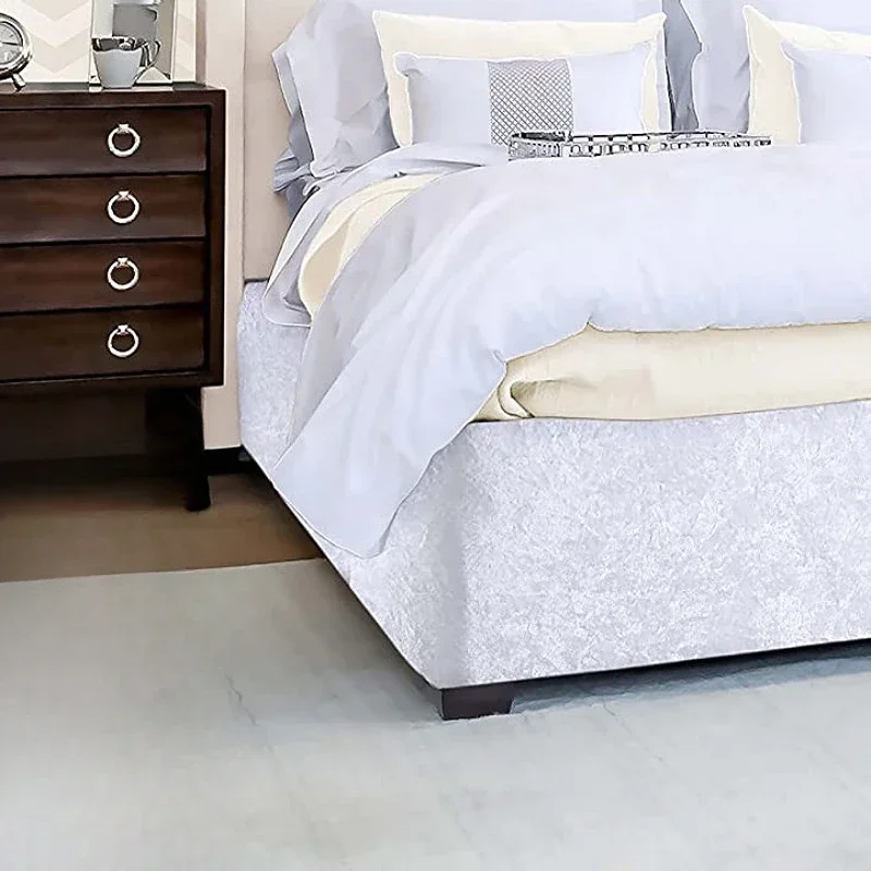 Wrap Valance Frame Cover With Around Elactic Belts and Three Sides Fabric (No Platform) Bed Skirt Crushed Velvet Divan Bed Base 3