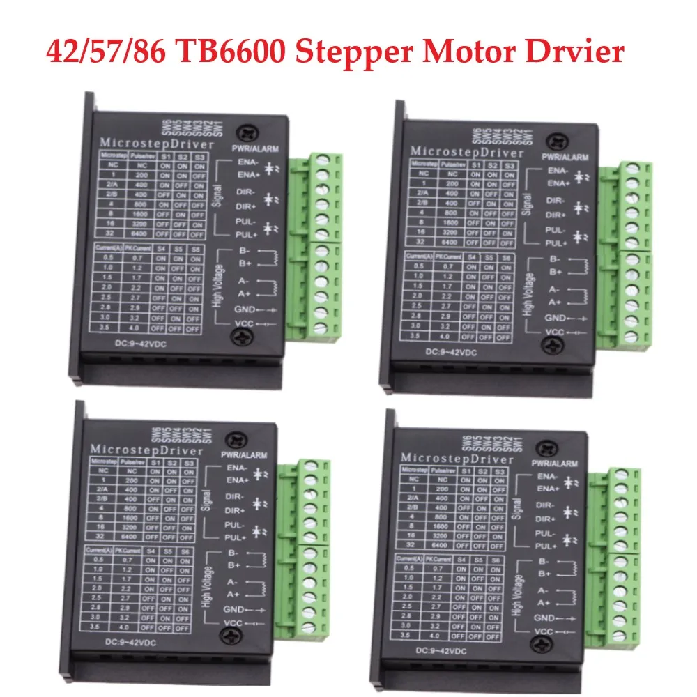 1 3 4pcs Stepper Motor Driver TB6600 Upgrade, Nema 23 Nema17 4A DC9-42V, For NEMA23 Motor, CNC Router Controller For 3D Printer