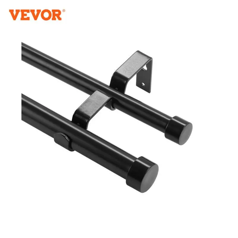 Curtain Rod VEVOR 1 Inch Double Curtain Rods 36-72/74-144 Inches Drapery Rods For Windows 24-68/69-140 Inches Telescoping Dual