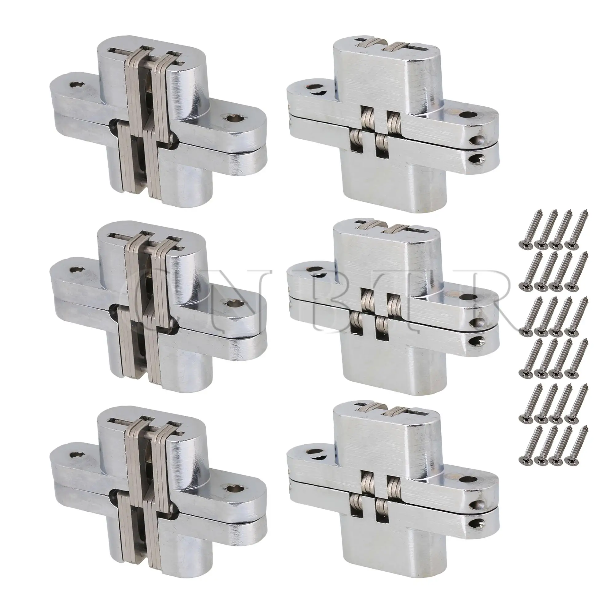 

CNBTR 6 Pcs Invisible Concealed Cross Hinges for Folding Doors Cabinet #5 Size 2