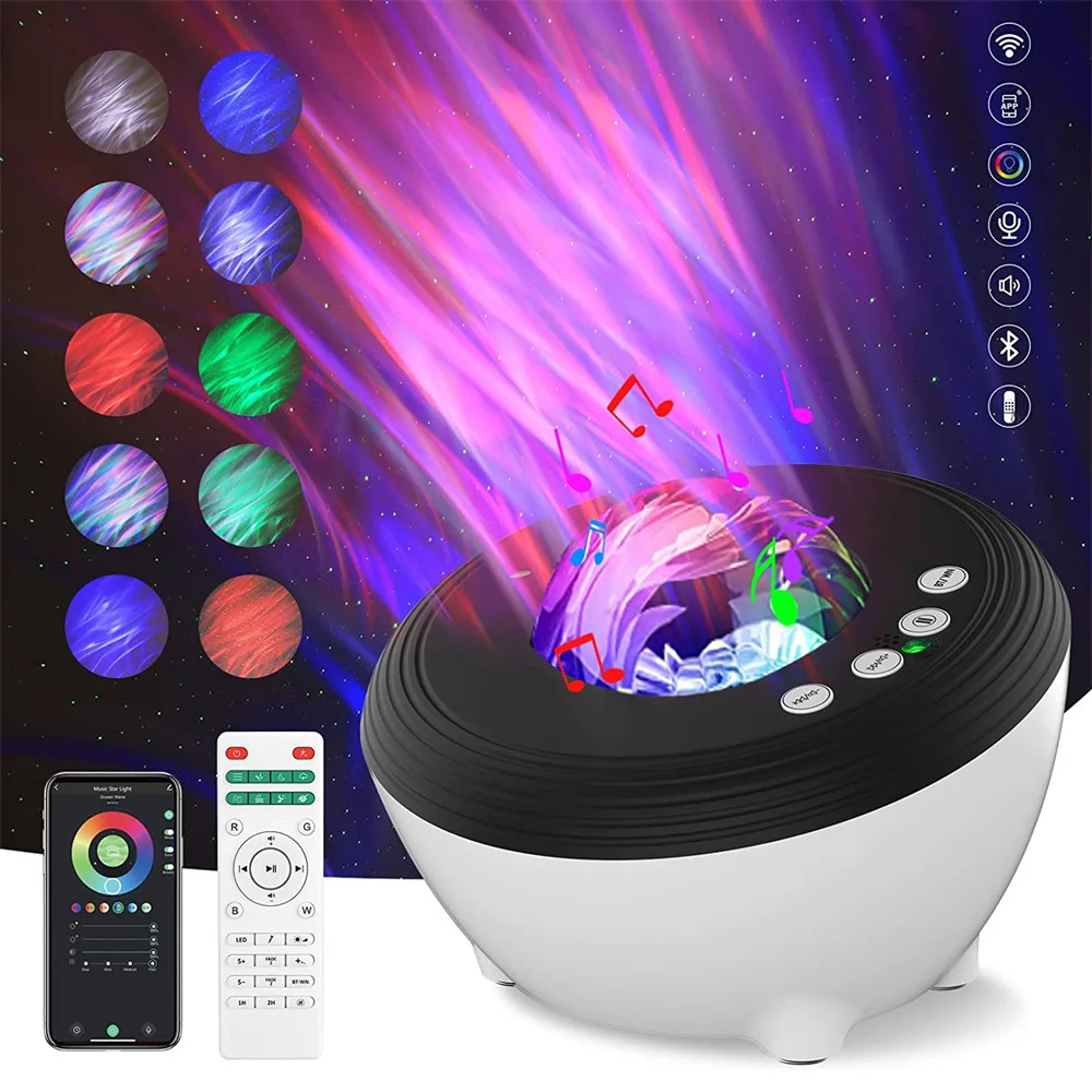 DC5V USB Auraro Projector Light Star Night Lamp Bluetooth Speaker/Timer/Remote Bedroom Ceiling Decoration Party Christmas