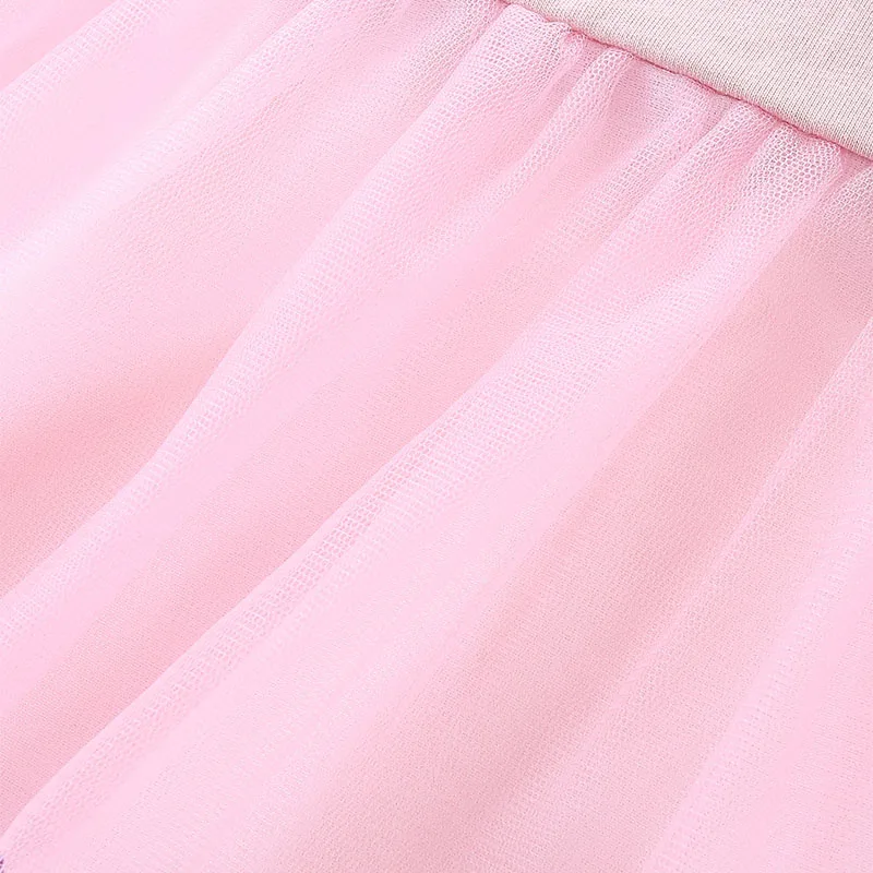 Summer Pink Korean Children's Clothing Princess Baby Girls Embroidery Cartoon Kids Clothes Cotton Mesh Dress