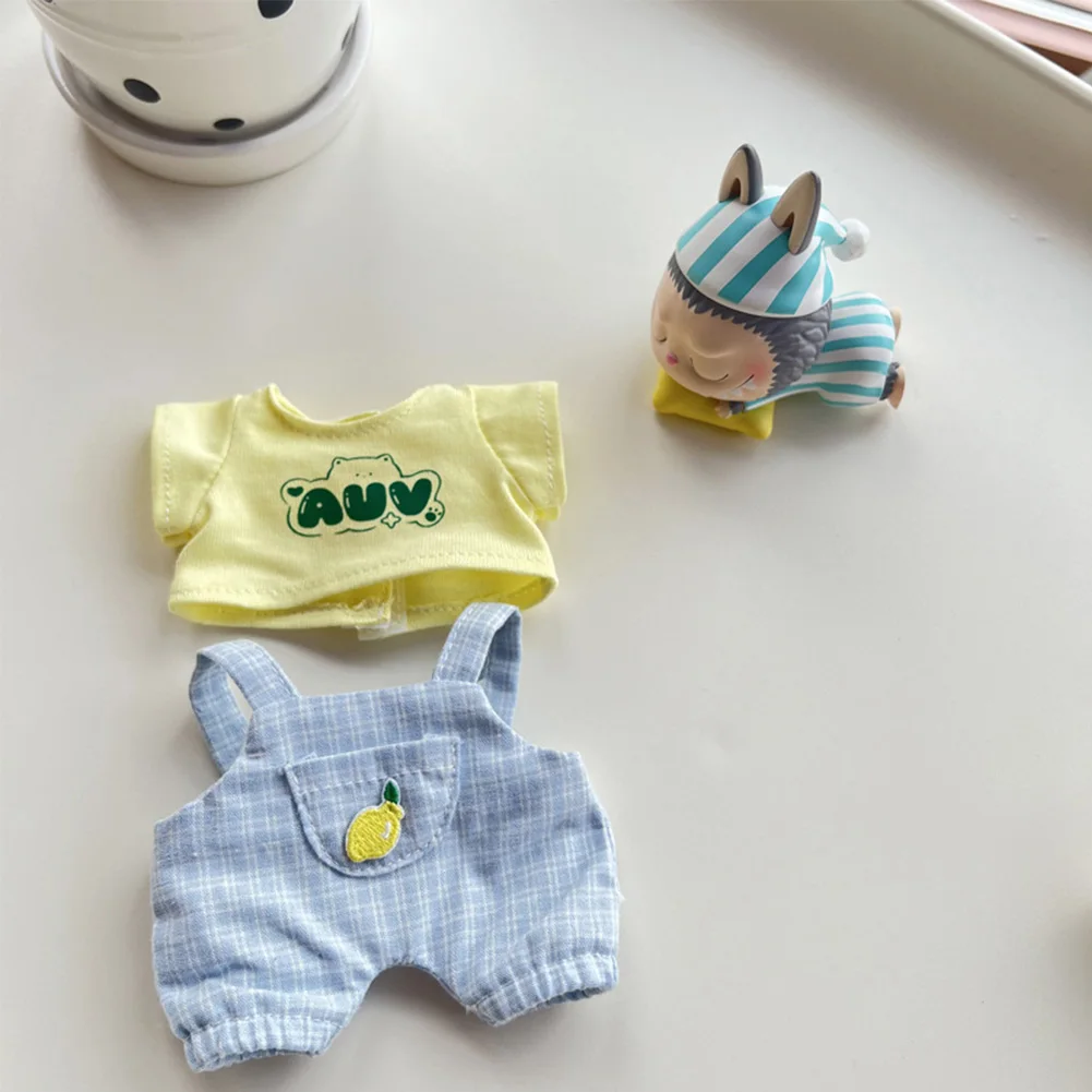 Ropa y accesorios para minimuñecos de peluche de 17 cm para ídolos de Corea del Kpop Exo Labubu, sombrero, camiseta y pantalones, conjunto de ropa de regalo