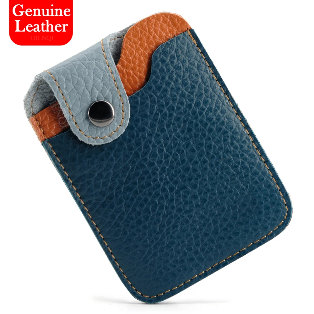 Men's Genuine Leather Slim Wallet – Minimalist Retro Card Holder & Coin Purse