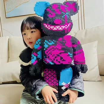 55CM Super Large Series Violent Bear Building Blocks Decoration Small Particle Three Dimensional Assembly Toy Gift 1
