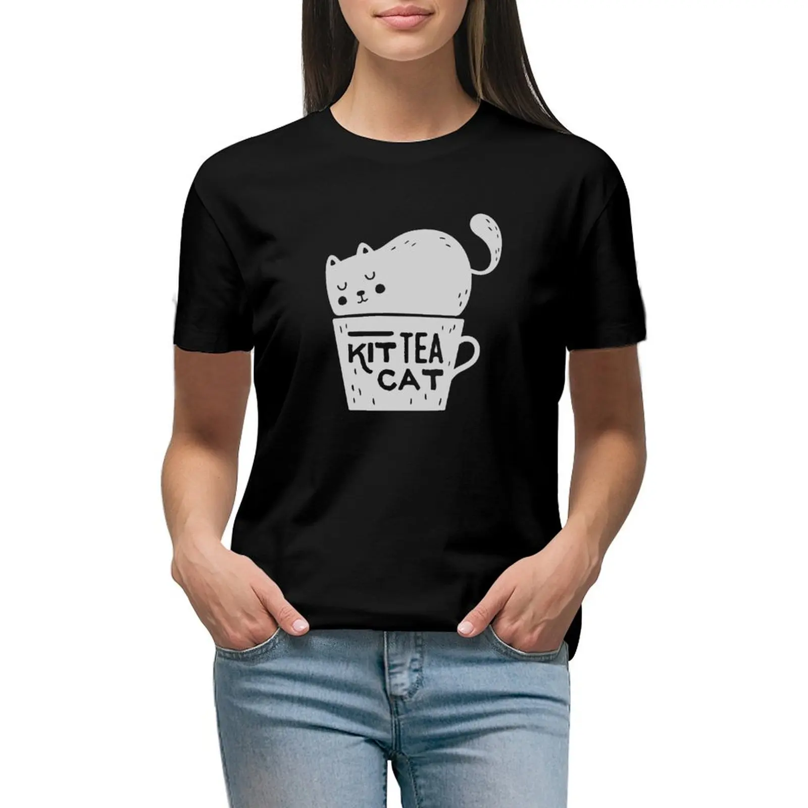 

Kit Tea Cat - Cats T-shirt vintage clothes tops clothes for woman