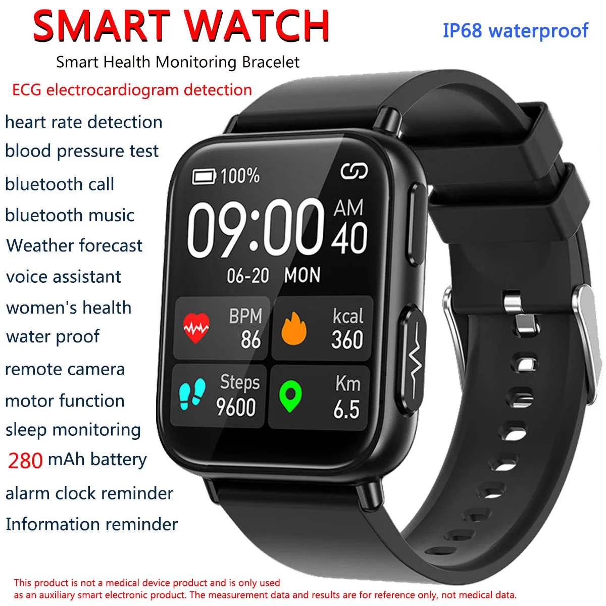 

Healthy Noninvasive Blood Sugar Smart Watch Men ECG+PPG Precise Body Heart Rate Blood Pressure IP68 Waterproof Sports Smartwatch