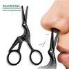 Facial Hair Scissors Rounded Professional Stainless Steel Mustache Nose Hair Beard Eyebrows Eyelashes Trimming Clippers 4