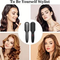 Lisseur de cheveux anti-brûlure pour femme, peigne chaud, brosse à cheveux chauffante en céramique, écran LCD, tension touristique, silencieux 6
