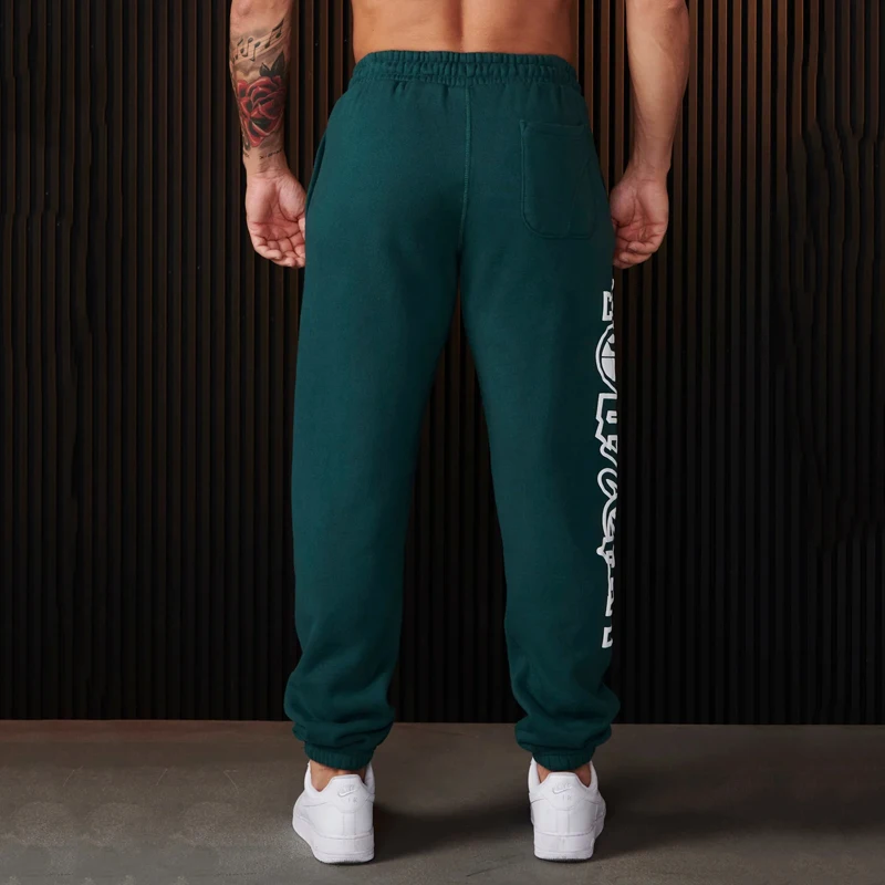 American Casual Men Trousers Spring Autumn New Jogger Gym Sports Fitness Sweatpants Cotton Printed Mid Waist Drawstring Pants