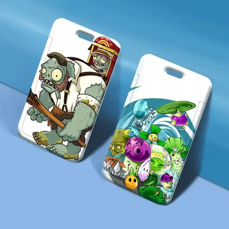 

Hot Plants Vs. Zombies Student Cards Protective Case Anime Figure Zombie Print ID Campus Access Card Cases with Lanyard Children