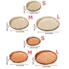 Handwoven Bamboo Storage Tray Fruit Vegetable Bread Food Basket Container Kitchen Storage Baskets Round Food Cake Plate 6