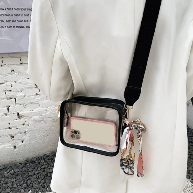 

Clear Crossbody Shoulder Bag with Removable Strap Women Girls Transparent Bag