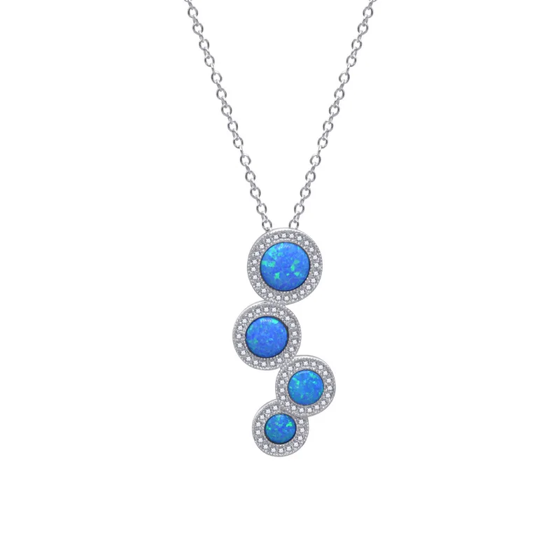 

Лидер продаж, женское ожерелье из серебра 925 пробы с радужным австралийским сокровищам в Европе и Америке, элегантный и модный синий центр