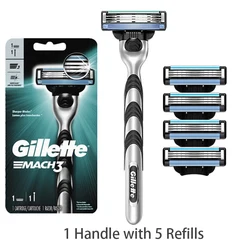 Gillette MACH 3 Men's Fast Smooth Shaving Razor with 3 - Layer Blades (1 handle 5 blades)