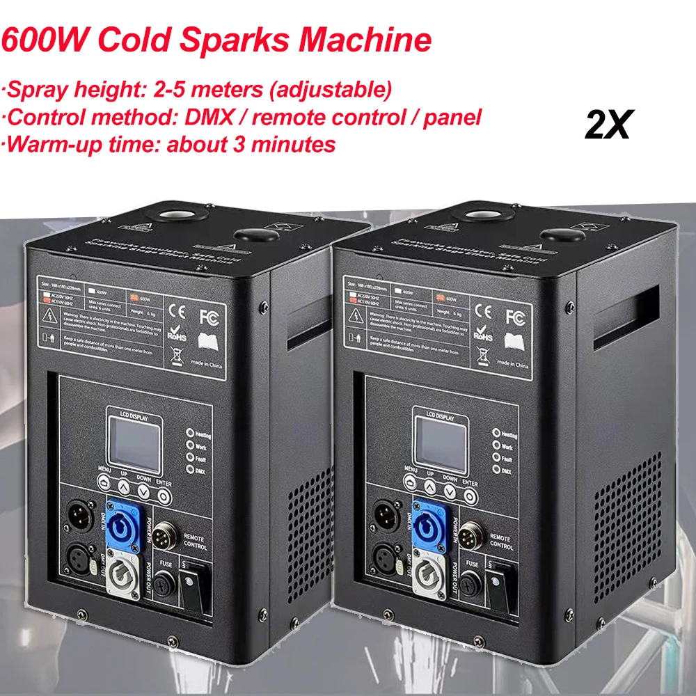 2Pcs/Lot cold sparks machine with Flight Case 600w Cold Firework Machine DMX Remote Control Sparking Spark Machine For  Wedding