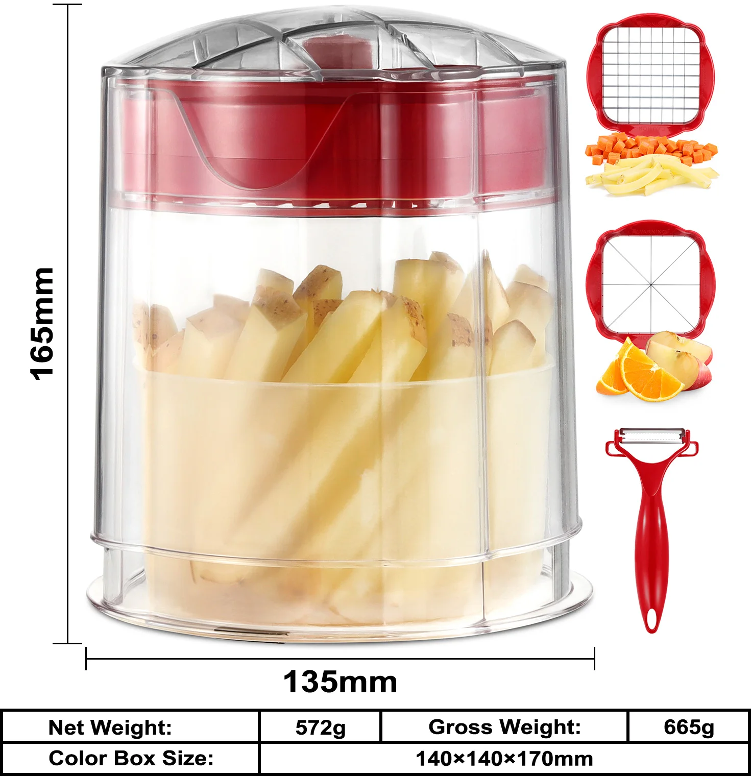 GDL Easily Cut French Fry Potato Cutter Onion Chopper Apple Dicer Slicer Stainless Steel Blades Manual Hand Vegetable Cutter