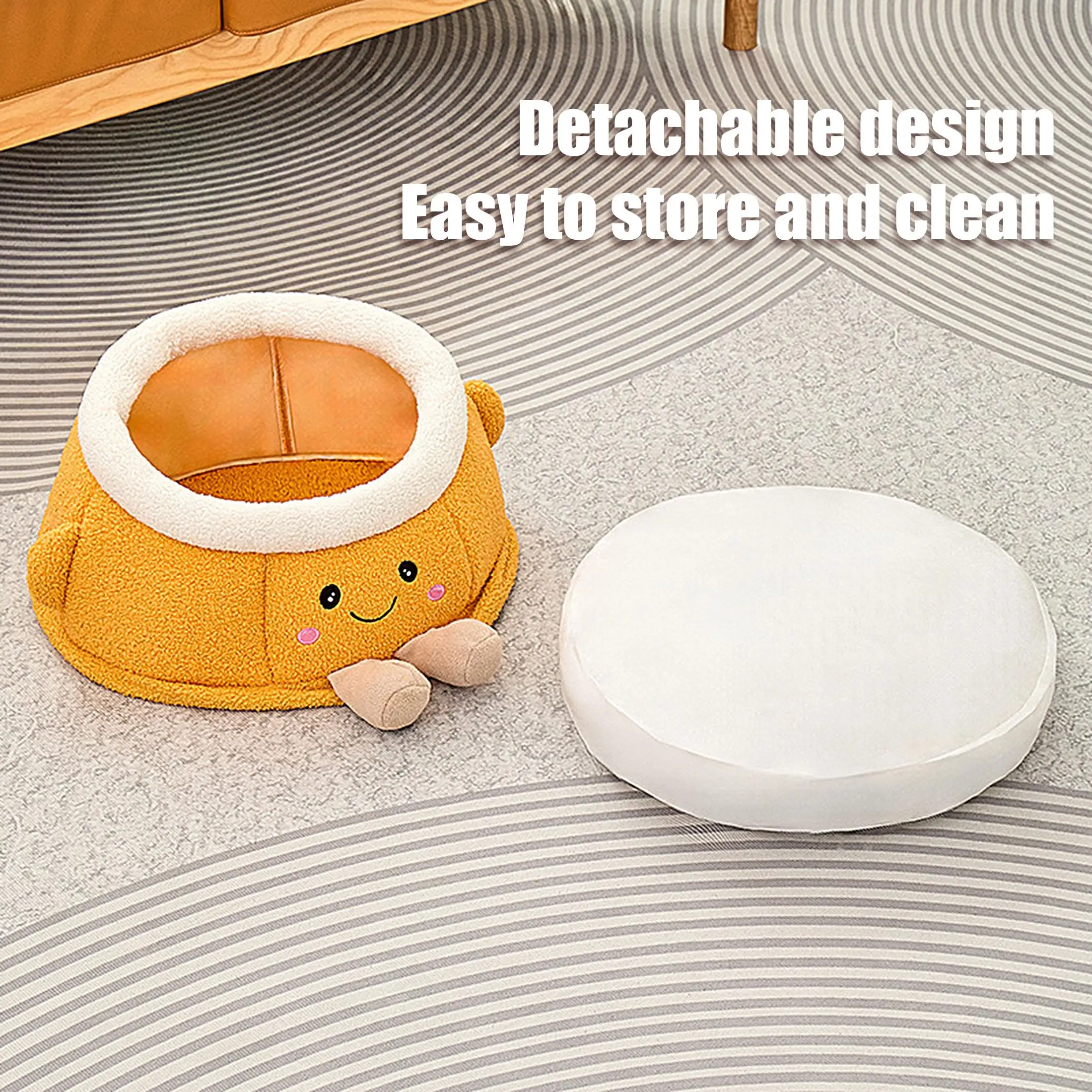 Cat Bed House Warm Orange Shaped Cute Soft Dog Supplies Cat Tent Bed For Outdoor Winter Travel Car Camping Desk Bedside Window