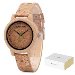 BOBO BIRD Women's Luxury Handmade Bamboo Watch with Cork Strap (Women 38mm)
