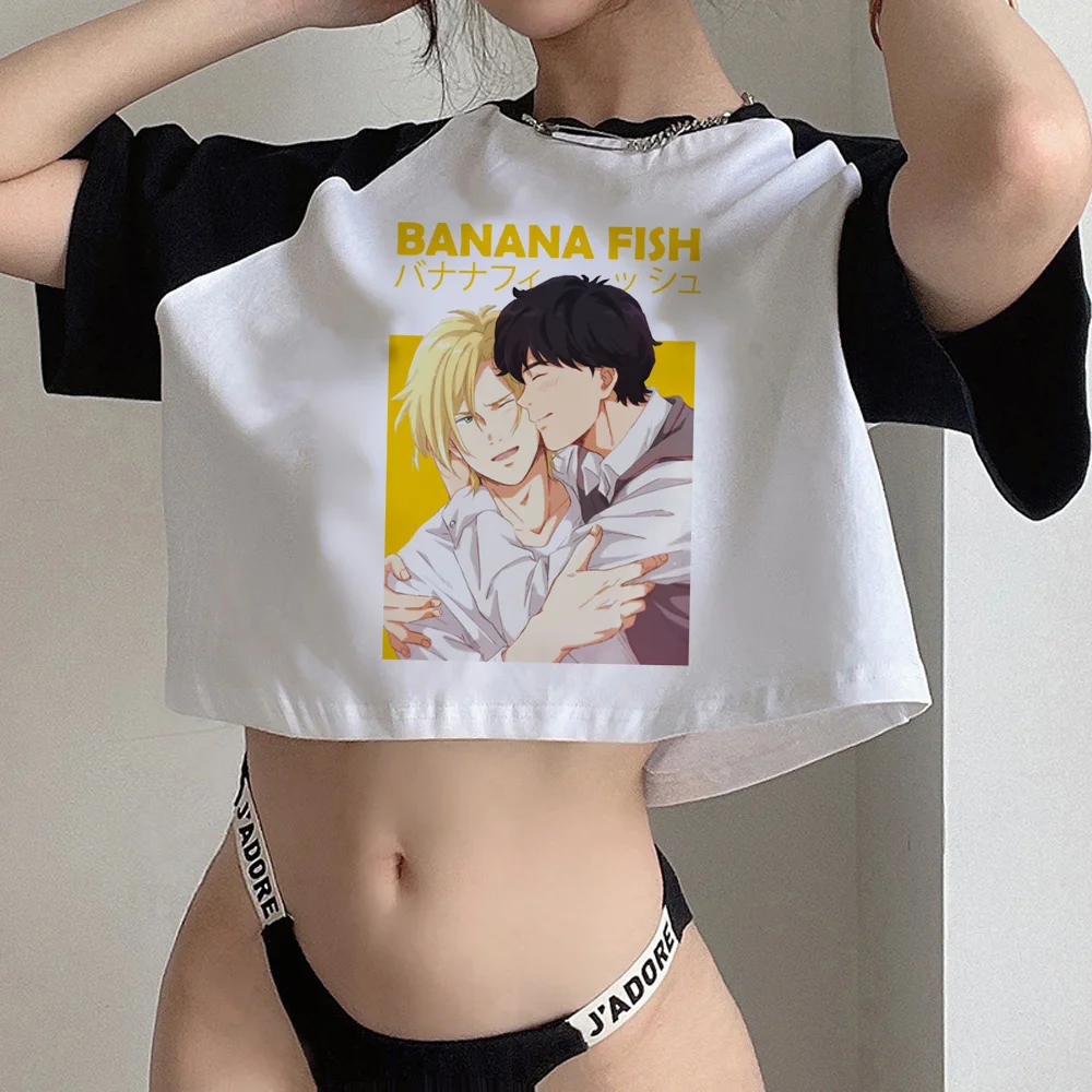 Banana Fish Goth Fairycore Graphic Crop Top Donna 90S Kawaii Cyber Y2K Streetwear Crop Top Corto