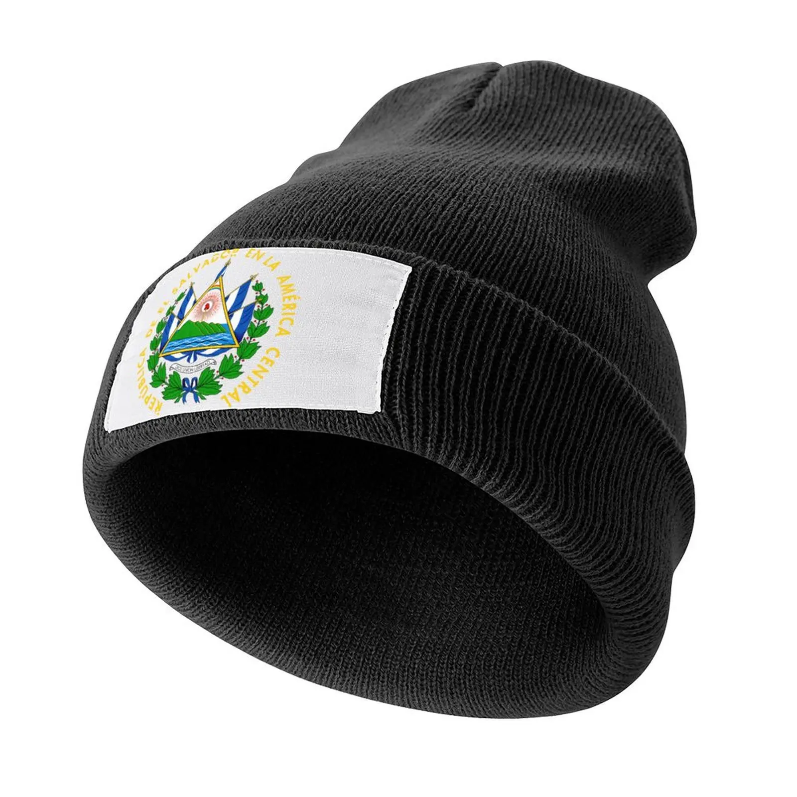 

Coat of arms of El Salvador Knitted Cap Luxury Cap dad hat New In Hat Woman Hats Men's