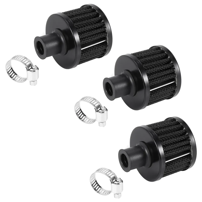 

3X 13mm Oil Mini Breather Cold Air Filter Fuel Crankcase Engine for Car Color:Silver