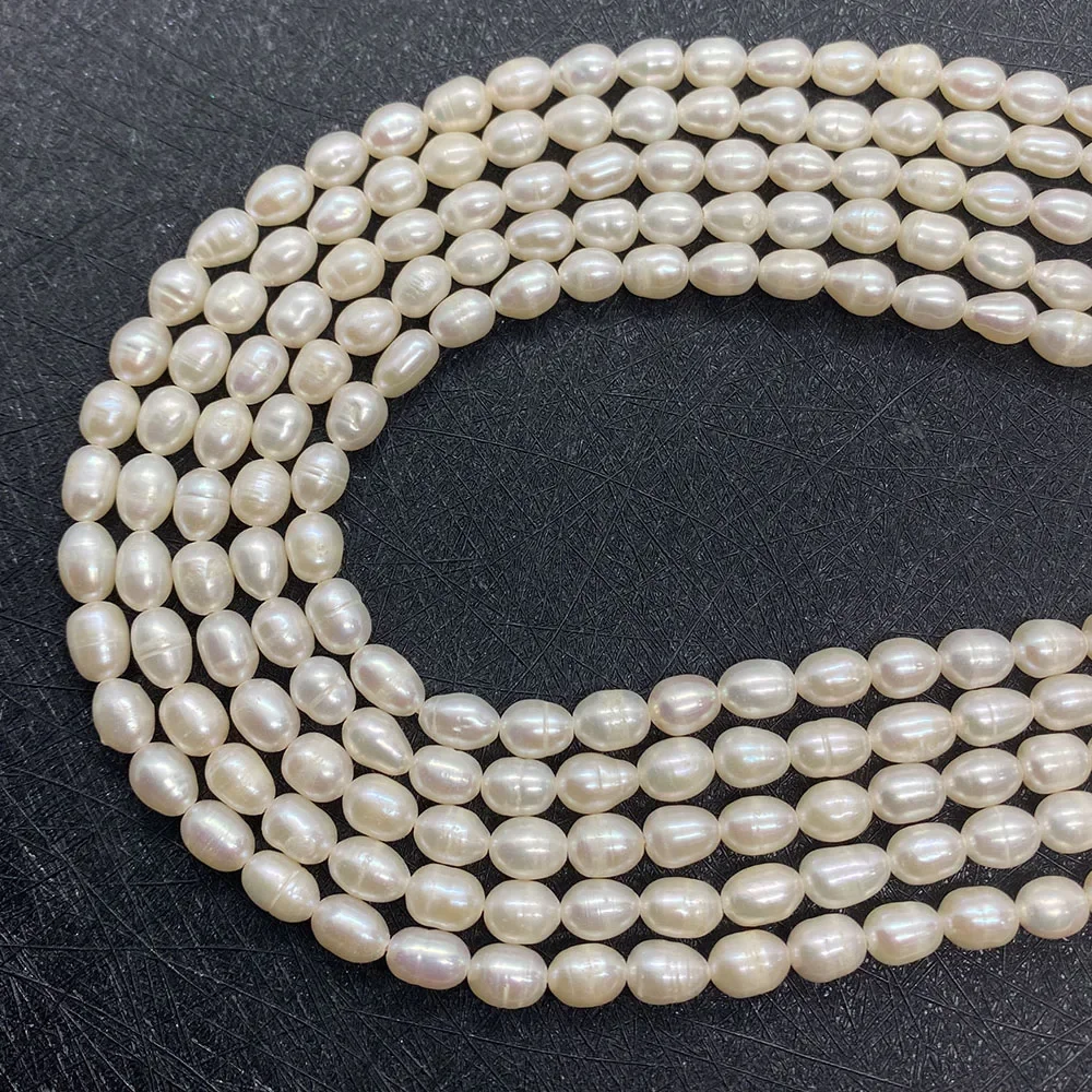 High-quality Natural Freshwater Pearl White Rice-shaped Handmade DIY Ladies Necklace Jewelry Jewelry Making Accessories 4.5-5mm