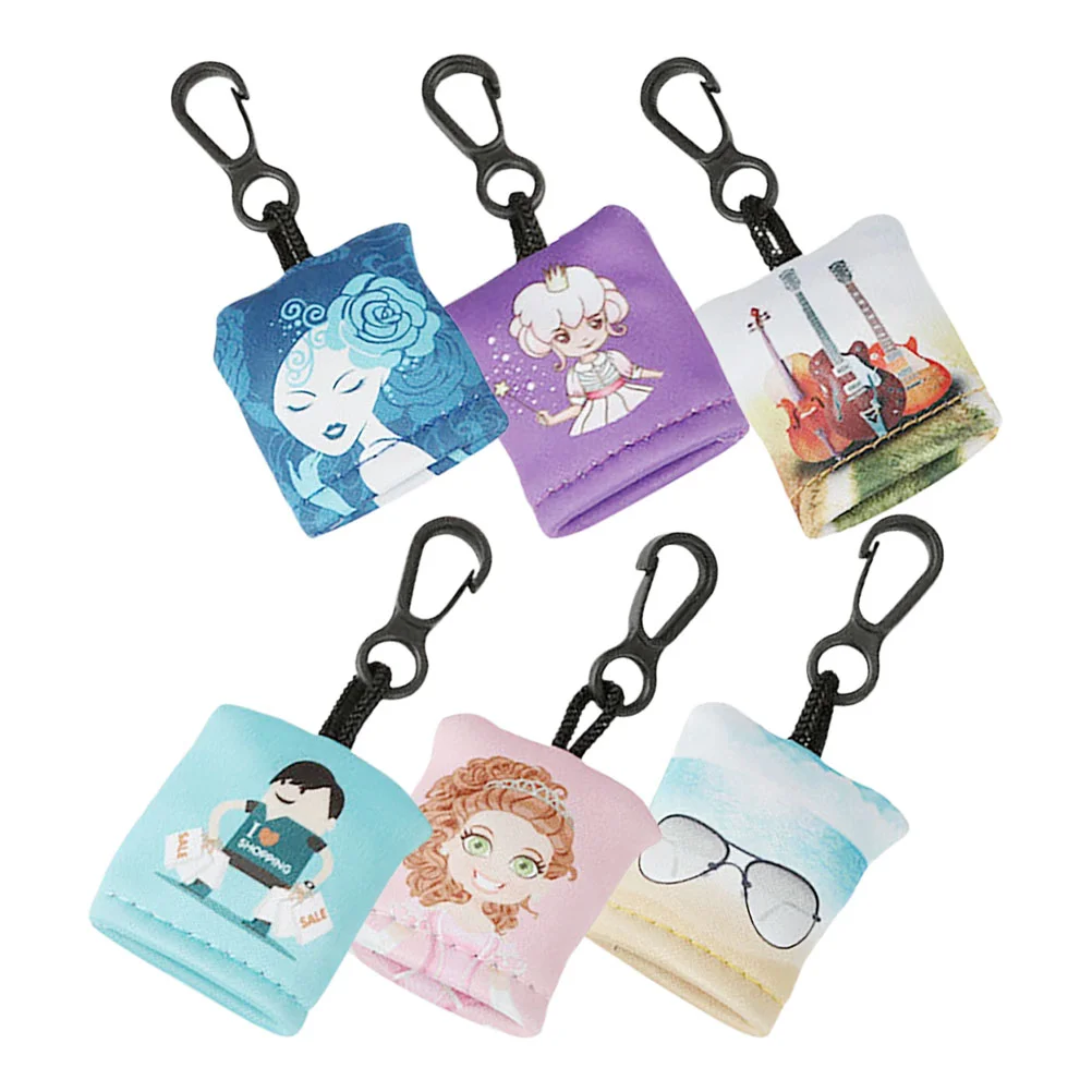 6 Pcs Printing Keychain Glasses Cloth Wipes Phone Cleaning Fiber Eyeglass Cleaner 2
