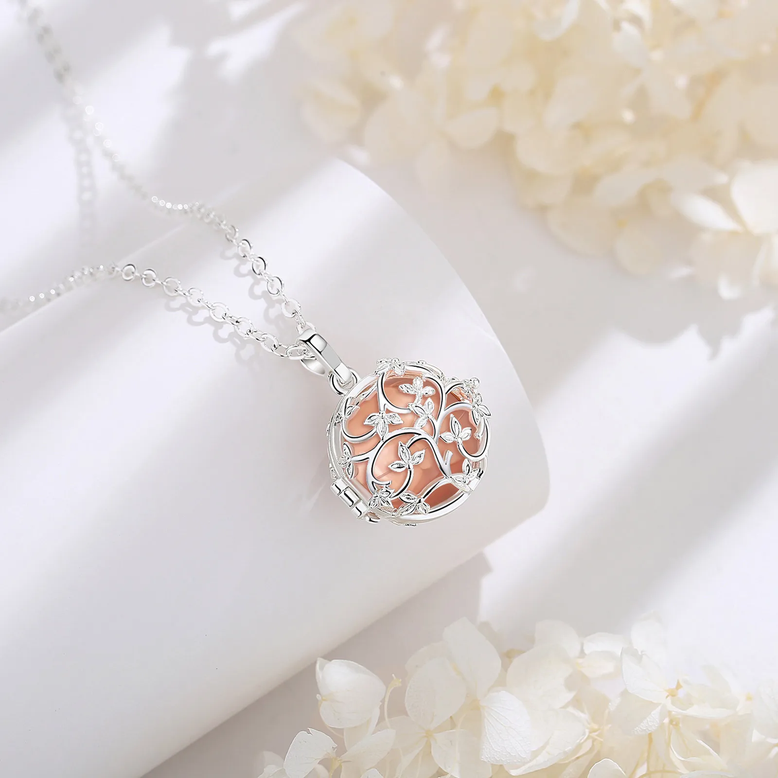 Eudora 18mm Urn Cremation Flower Cage Locket Ash Pendant Holder Keepsake Capsule Hollow Ball DIY Necklace Women Jewelry Gift 3