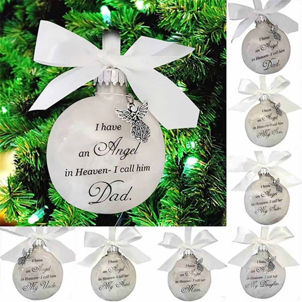 

Gifts Christmas Tree Clear Xmas Family Pendant Memorial Ornament Feather Ball Hanging Ornament