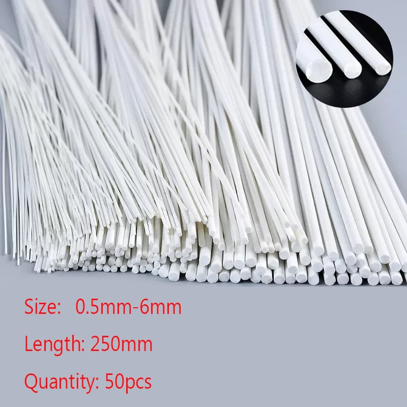 50PCS ABS Round Solid Bar Plastic White Welding Rods DIY House Sand Table Model Building Making Direct 0.5mm-6mm length 25 cm