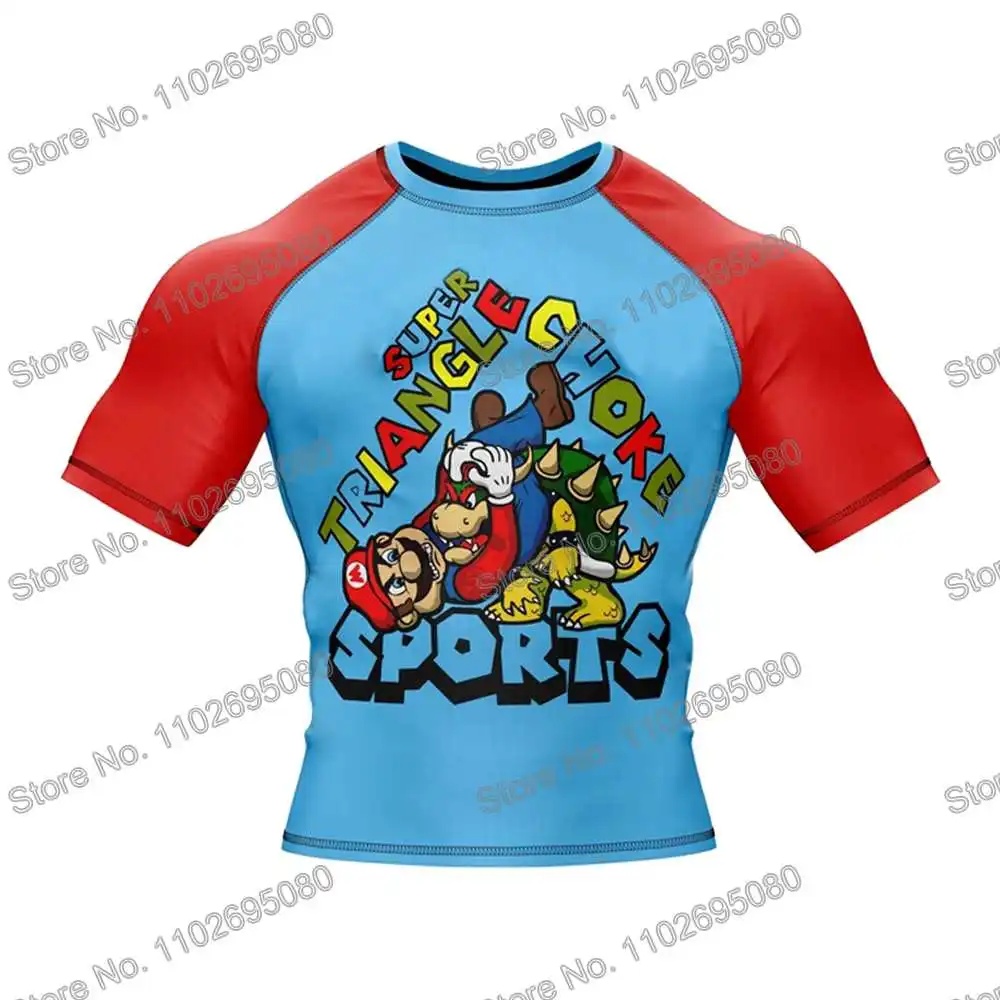 Triangle Choke Surf Clothing BJJ MMA Men Rash Guard Short Sleeve Diving T-Shirt Tight Swimwear Summer Beach Floatsuit GYM rash guard surfing swimsuit