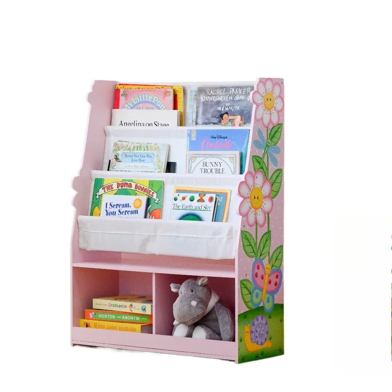 Children's bookcase, bookshelf, drawer storage rack, floor-to-ceiling picture book rack, cartoon children's room powder