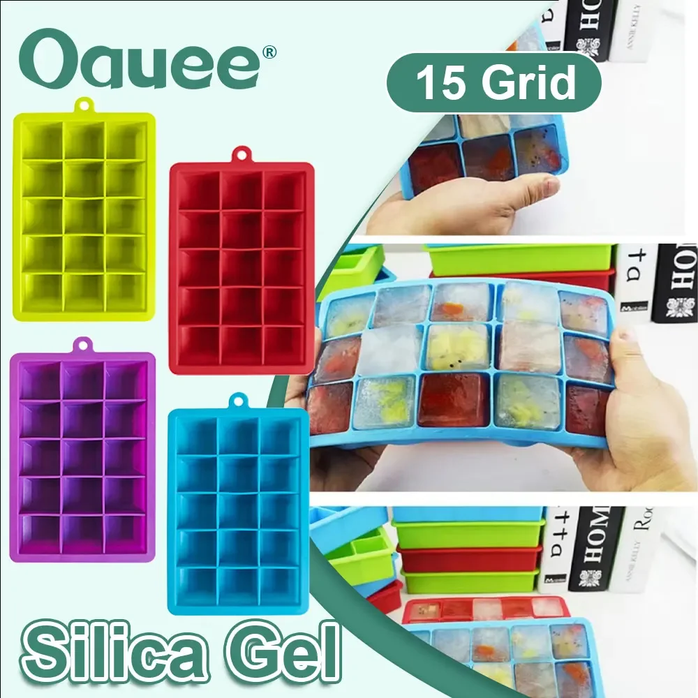 15 Grid Big Ice Tray Mold Giant Jumbo Large Food Grade Silicone Ice Cube Square Mold DIY Ice Maker Cube Tray Kitchen Supplies