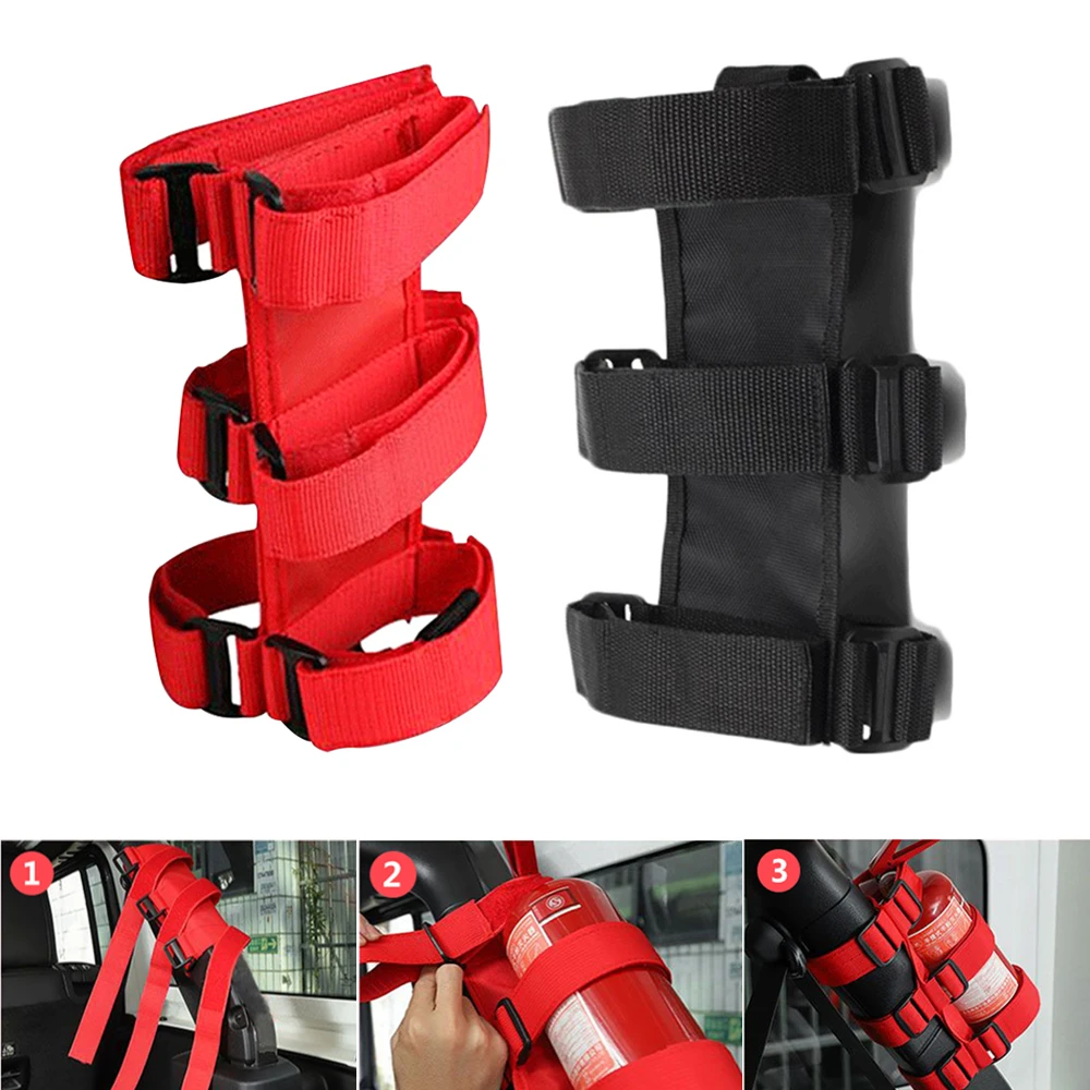 Adjustable Extinguisher Mount Strap for Jeep Wrangler Roll Bar Fire Extinguisher Holder Car Fire Extinguisher Holder Belt Part