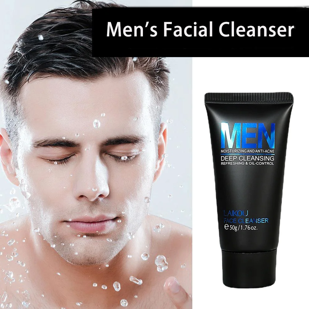 LAIKOU Men Facial Cleanser Moisturizing Skin Care Oil Control Blackhead Remover Scrub Cosmetics Deep Nourishing Face Wash 50g men facial cleanser