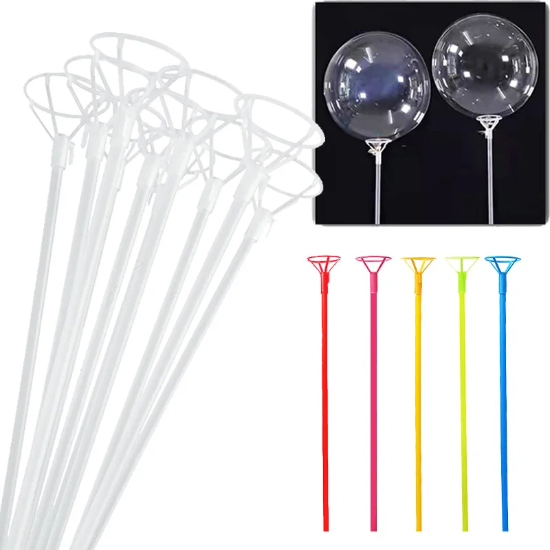 

15pcs/Set 40cm Large Balloon Sticks Long Clear Balloon Holder for LED Bobo Balloons Stick With Big Cups For Birthday Party Decor