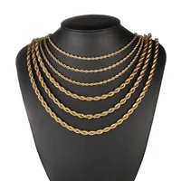 2-6MM Gold Color Twisted Rope Chain Necklace Stainless Steel Never Fade Waterproof Choker For Men Women Fashion Jewelry 6