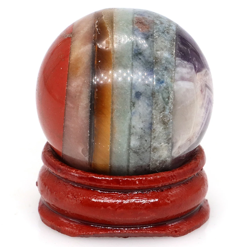 30 mm 7-Chakra-Naturstein-Kristallkugel, Kugel, polierter Globus, massierend, Reiki-Heilung, Heimdekoration, exquisite Geschenke, Souvenirs – Detail 3