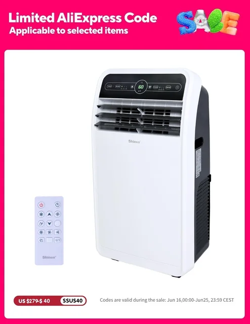Shinco 12,000 BTU Portable Air Conditioner, Portable AC Unit with Built-in Cool, Dehumidifier&Fan Modes for Room up to 400 sq.ft 1