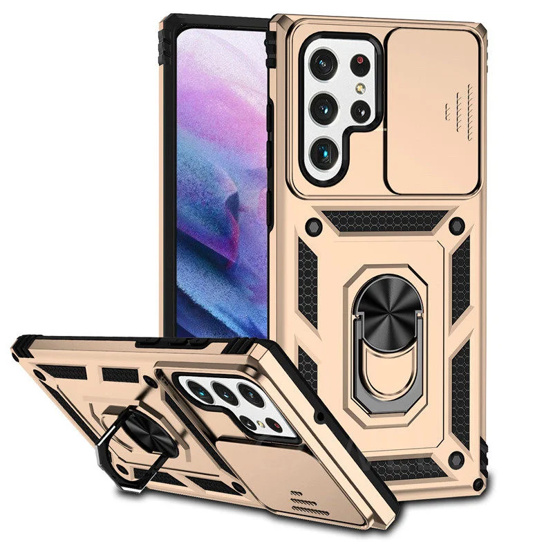 Trượt Ống Kính Máy Ảnh Bảo Vệ Ốp Lưng Dành Cho Samsung Galaxy Samsung Galaxy S22 S21 S20 FE Cực A12 A52 A72 A32 A13 A53 S10 plus Chống Sốc Armor kawaii phone cases samsung Cases For Samsung