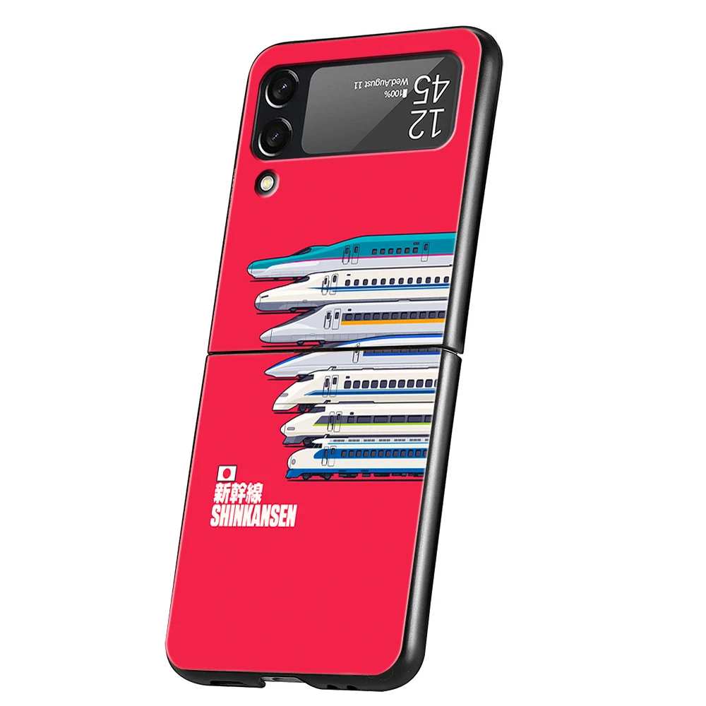 Harte PC-Handyhülle für Samsung Galaxy Z Flip 6/5/4, schwarze Abdeckung für Galaxy Z Flip 3, faltbare Hülle, Bullet Train Series Shinkansen – Detail 4