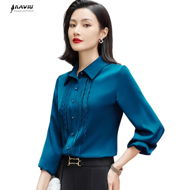 Autumn Blue Shirt Women 2022 New Professionl Temperament Formal Fashion  White Bottoming Blouses Office Ladies Work Clothes Tops - AliExpress